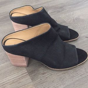 Lucky Brand Black Leather Organza Mules